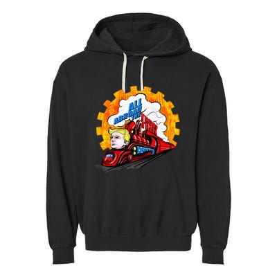 All Abroad The Trump Train 2024 Future Is Bright Premium Garment-Dyed Fleece Hoodie