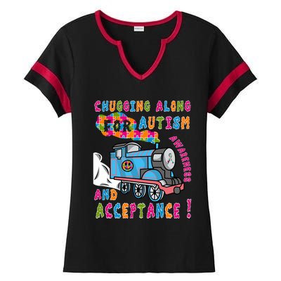 Advocate Acceptance Train Puzzle Cool Autism Awareness Gift Ladies Halftime Notch Neck Tee