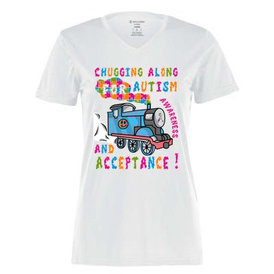 Advocate Acceptance Train Puzzle Cool Autism Awareness Gift Women's Momentum V-Neck T-Shirt