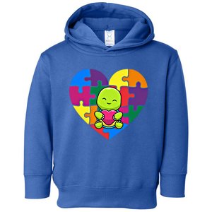 Autism Awareness Turtle Heart ValentineS Day Puzzle Piece Gift Toddler Hoodie