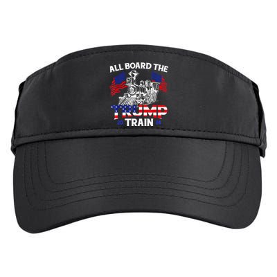 All Aboard Trump Train 2024 American Flag Trump Support Adult Drive Performance Visor