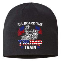 All Aboard Trump Train 2024 American Flag Trump Support Sustainable Beanie