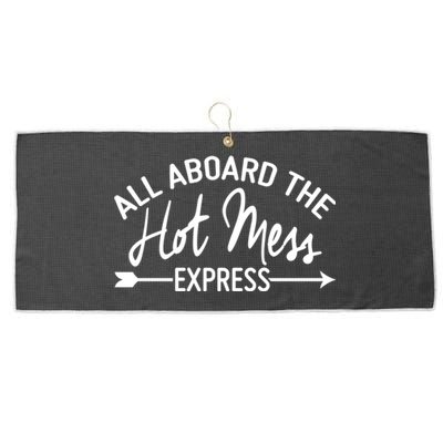 All Aboard The Hot Mess Express Funny Mom Gift Large Microfiber Waffle Golf Towel