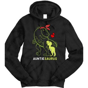 Auntiesaurus Auntie Tyrannosaurus Dinosaur Baby Tie Dye Hoodie