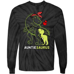 Auntiesaurus Auntie Tyrannosaurus Dinosaur Baby Tie-Dye Long Sleeve Shirt