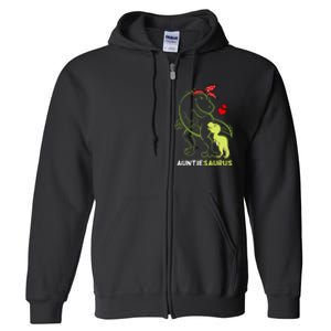 Auntiesaurus Auntie Tyrannosaurus Dinosaur Baby Full Zip Hoodie