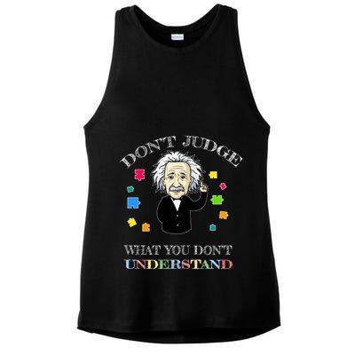Autism Awareness Teacher Accept Don't Judge Albert Einstein Ladies PosiCharge Tri-Blend Wicking Tank