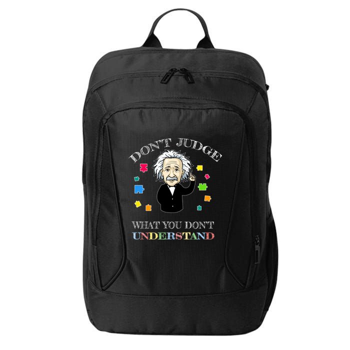 Autism Awareness Teacher Accept Don't Judge Albert Einstein City Backpack