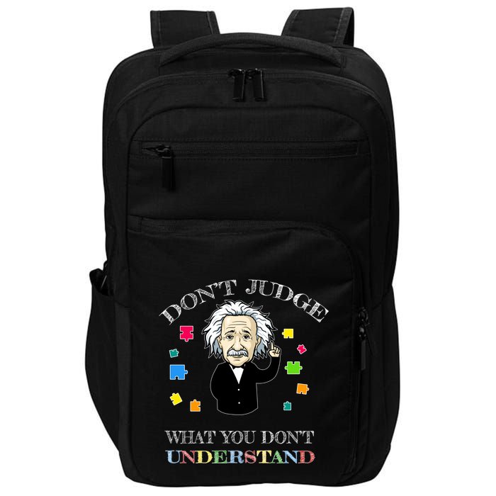 Autism Awareness Teacher Accept Don't Judge Albert Einstein Impact Tech Backpack