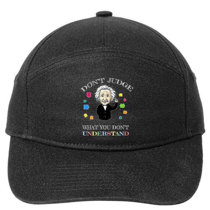 Autism Awareness Teacher Accept Don't Judge Albert Einstein 7-Panel Snapback Hat