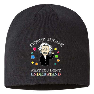 Autism Awareness Teacher Accept Don't Judge Albert Einstein Sustainable Beanie