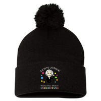 Autism Awareness Teacher Accept Don't Judge Albert Einstein Pom Pom 12in Knit Beanie