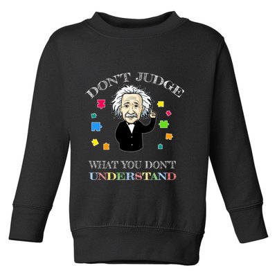 Autism Awareness Teacher Accept Don't Judge Albert Einstein Toddler Sweatshirt
