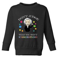 Autism Awareness Teacher Accept Don't Judge Albert Einstein Toddler Sweatshirt