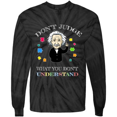 Autism Awareness Teacher Accept Don't Judge Albert Einstein Tie-Dye Long Sleeve Shirt