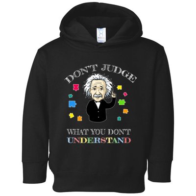 Autism Awareness Teacher Accept Don't Judge Albert Einstein Toddler Hoodie