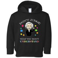 Autism Awareness Teacher Accept Don't Judge Albert Einstein Toddler Hoodie