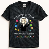 Autism Awareness Teacher Accept Don't Judge Albert Einstein Kids Tie-Dye T-Shirt