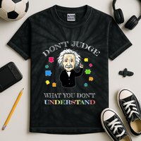 Autism Awareness Teacher Accept Don't Judge Albert Einstein Kids Tie-Dye T-Shirt