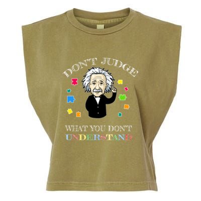 Autism Awareness Teacher Accept Don't Judge Albert Einstein Garment-Dyed Women's Muscle Tee