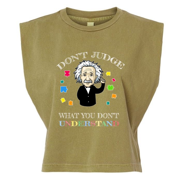 Autism Awareness Teacher Accept Don't Judge Albert Einstein Garment-Dyed Women's Muscle Tee