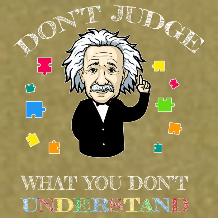 Autism Awareness Teacher Accept Don't Judge Albert Einstein Garment-Dyed Women's Muscle Tee