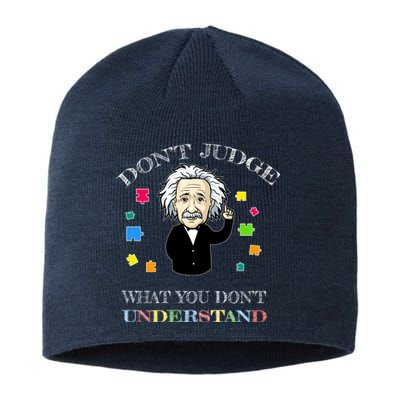 Autism Awareness Teacher Accept Don't Judge Albert Einstein Sustainable Beanie