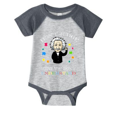 Autism Awareness Teacher Accept Don't Judge Albert Einstein Infant Baby Jersey Bodysuit