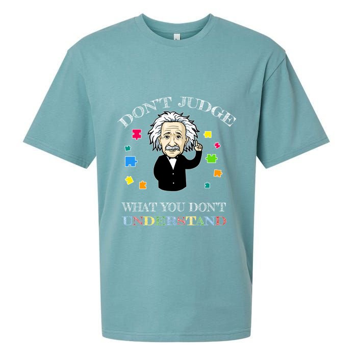 Autism Awareness Teacher Accept Don't Judge Albert Einstein Sueded Cloud Jersey T-Shirt