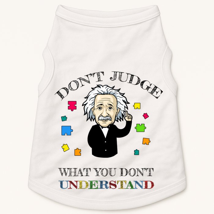 Autism Awareness Teacher Accept Don't Judge Albert Einstein Doggie Tank