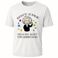 Autism Awareness Teacher Accept Don't Judge Albert Einstein Performance Shirt