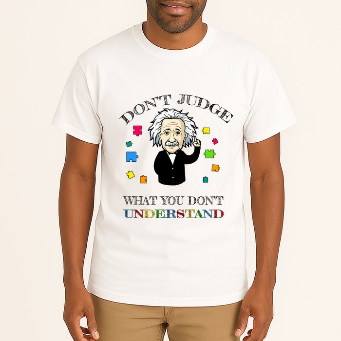 Autism Awareness Teacher Accept Don't Judge Albert Einstein Tall T-Shirt