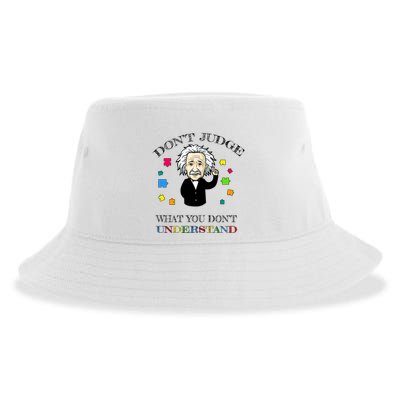 Autism Awareness Teacher Accept Don't Judge Albert Einstein Sustainable Bucket Hat