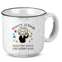 Autism Awareness Teacher Accept Don't Judge Albert Einstein 15oz Campfire Ceramic Mug