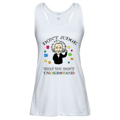Autism Awareness Teacher Accept Don't Judge Albert Einstein Ladies Essential Flowy Tank