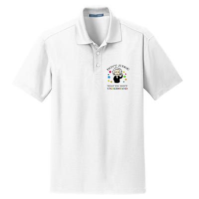 Autism Awareness Teacher Accept Don't Judge Albert Einstein Dry Zone Grid Polo