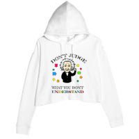 Autism Awareness Teacher Accept Don't Judge Albert Einstein Crop Fleece Hoodie