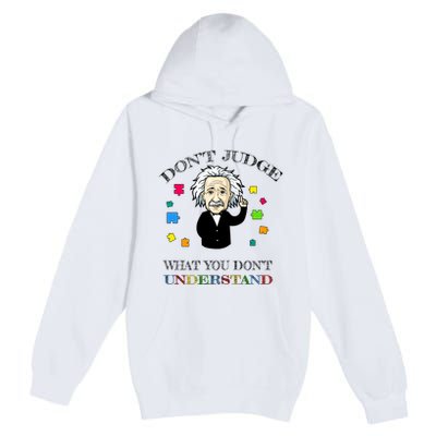 Autism Awareness Teacher Accept Don't Judge Albert Einstein Premium Pullover Hoodie