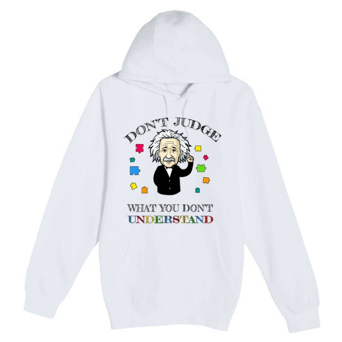 Autism Awareness Teacher Accept Don't Judge Albert Einstein Premium Pullover Hoodie
