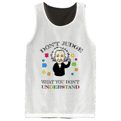 Autism Awareness Teacher Accept Don't Judge Albert Einstein Mesh Reversible Basketball Jersey Tank
