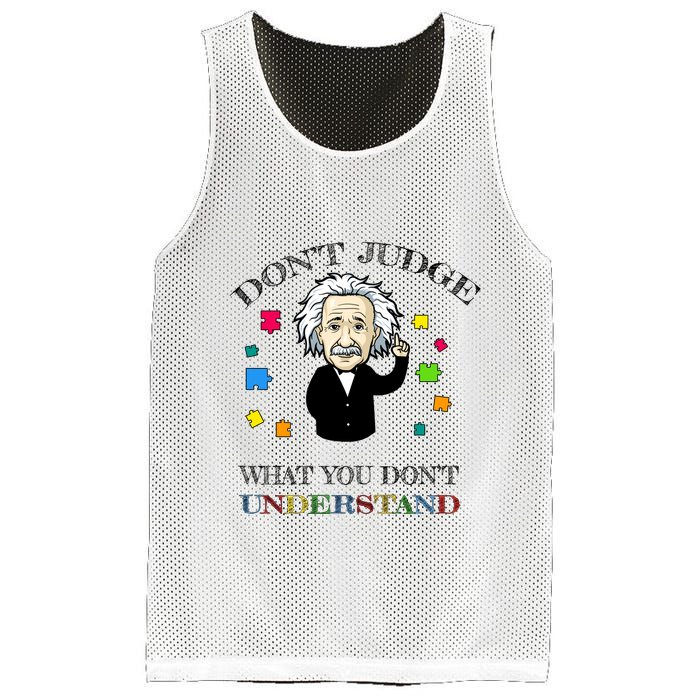 Autism Awareness Teacher Accept Don't Judge Albert Einstein Mesh Reversible Basketball Jersey Tank