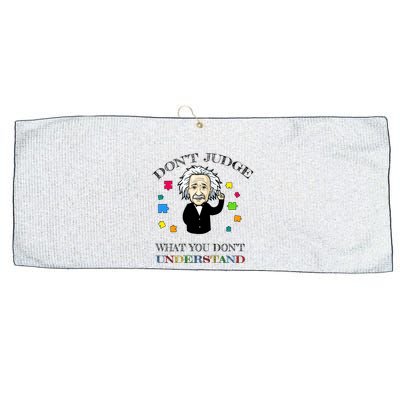 Autism Awareness Teacher Accept Don't Judge Albert Einstein Large Microfiber Waffle Golf Towel