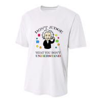 Autism Awareness Teacher Accept Don't Judge Albert Einstein Youth Performance Sprint T-Shirt