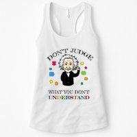 Autism Awareness Teacher Accept Don't Judge Albert Einstein Womens Tank Top