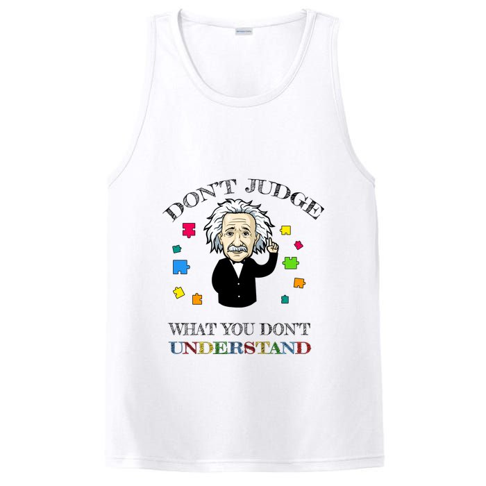 Autism Awareness Teacher Accept Don't Judge Albert Einstein PosiCharge Competitor Tank