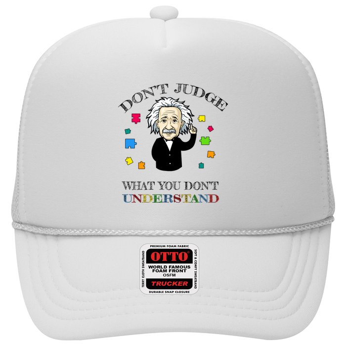 Autism Awareness Teacher Accept Don't Judge Albert Einstein Trucker Hat
