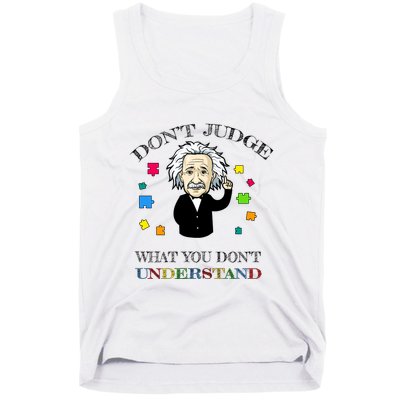 Autism Awareness Teacher Accept Don't Judge Albert Einstein Tank Top