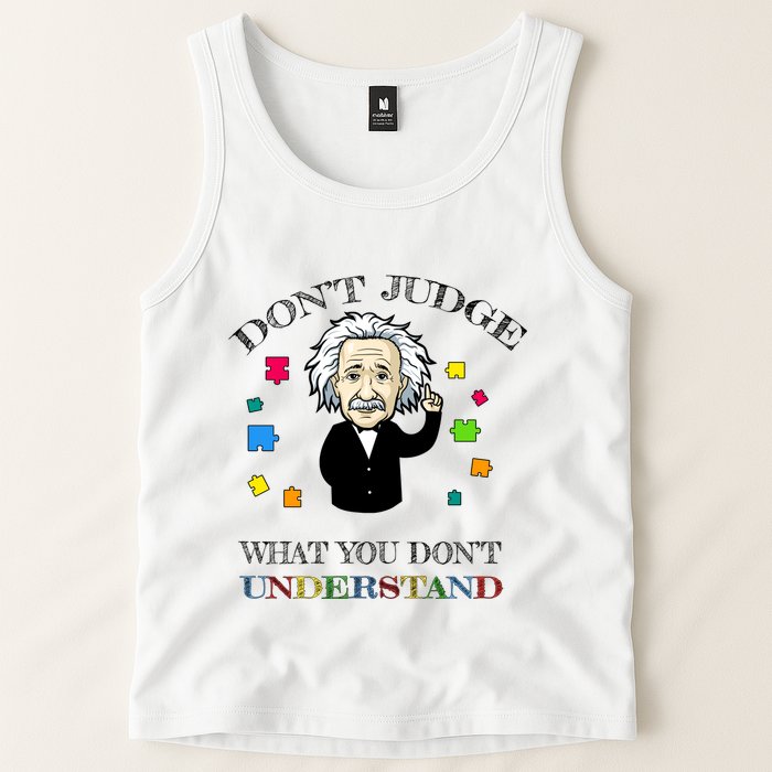 Autism Awareness Teacher Accept Don't Judge Albert Einstein Tank Top