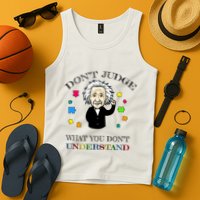 Autism Awareness Teacher Accept Don't Judge Albert Einstein Tank Top