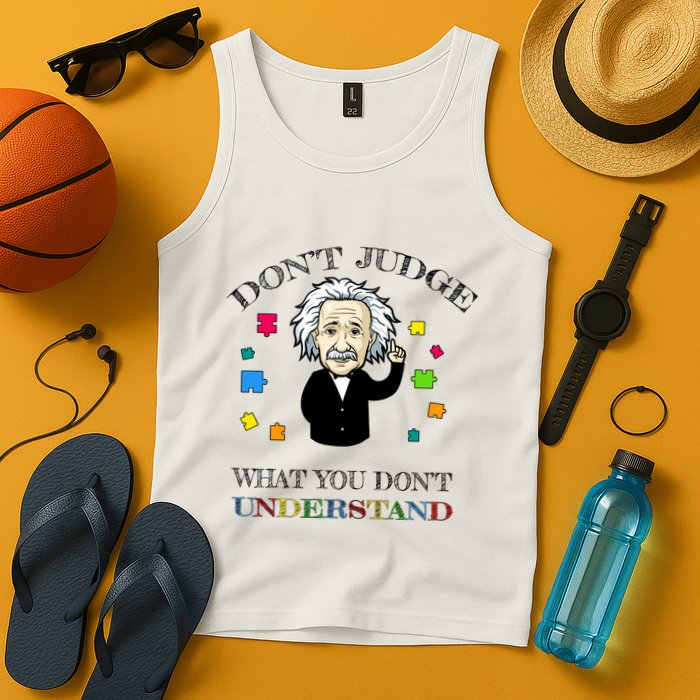 Autism Awareness Teacher Accept Don't Judge Albert Einstein Tank Top